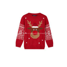 Вязаный Рождественский пуловер с оленями для девочек